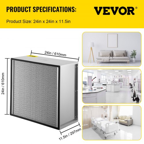 HEPA Replacement Filter 24x24x115 AC Filter True HEPA Pleated