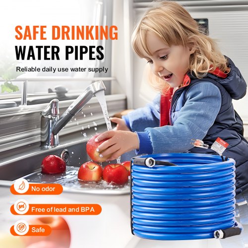 100ft Heated Water Hose for RV Heated Drinking Water Hose Antifreeze to 45°F