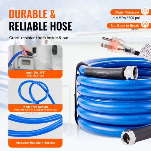 15ft Heated Water Hose for RV Heated Drinking Water Hose Antifreeze to 45°F