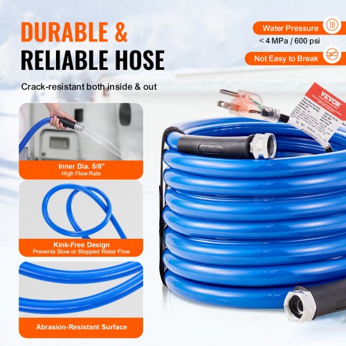 25ft Heated Water Hose for RV Heated Drinking Water Hose Antifreeze to 45°F