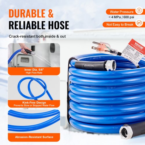 30ft Heated Water Hose for RV Heated Drinking Water Hose Antifreeze to 45°F