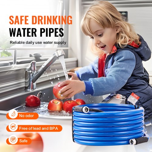 50ft Heated Water Hose for RV Heated Drinking Water Hose Antifreeze to 45°F