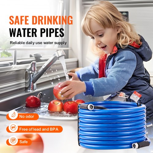 75ft Heated Water Hose for RV Heated Drinking Water Hose Antifreeze to 45°F