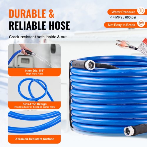 75ft Heated Water Hose for RV Heated Drinking Water Hose Antifreeze to 45°F