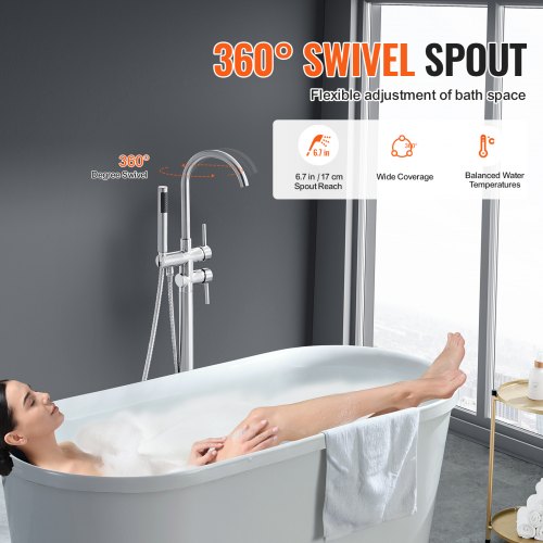 Freestanding Bathtub Faucet Floor Mount Freestanding Tub Filler Shower