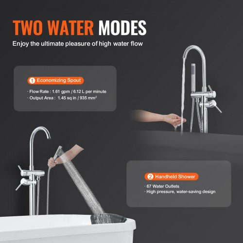 Freestanding Bathtub Faucet Floor Mount Freestanding Tub Filler Shower