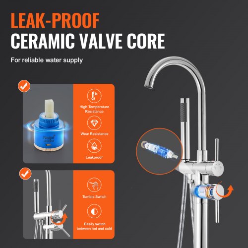 Freestanding Bathtub Faucet Floor Mount Freestanding Tub Filler Shower