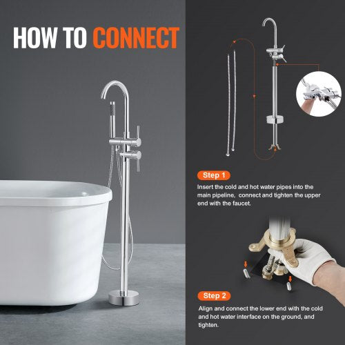 Freestanding Bathtub Faucet Floor Mount Freestanding Tub Filler Shower