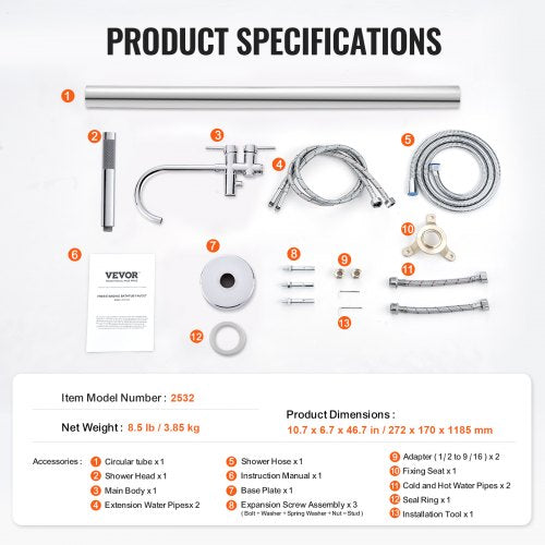 Freestanding Bathtub Faucet Floor Mount Freestanding Tub Filler Shower