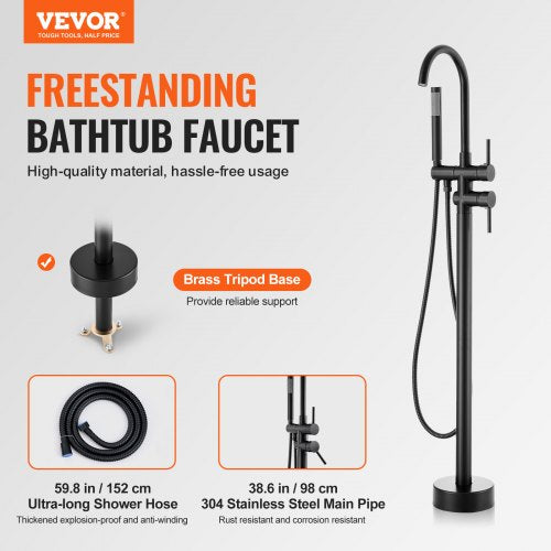 Freestanding Bathtub Faucet Floor Mount Freestanding Tub Filler Shower