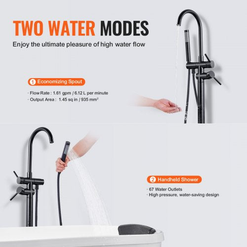 Freestanding Bathtub Faucet Floor Mount Freestanding Tub Filler Shower