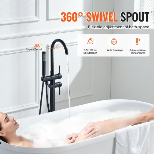 Freestanding Bathtub Faucet Floor Mount Freestanding Tub Filler Shower