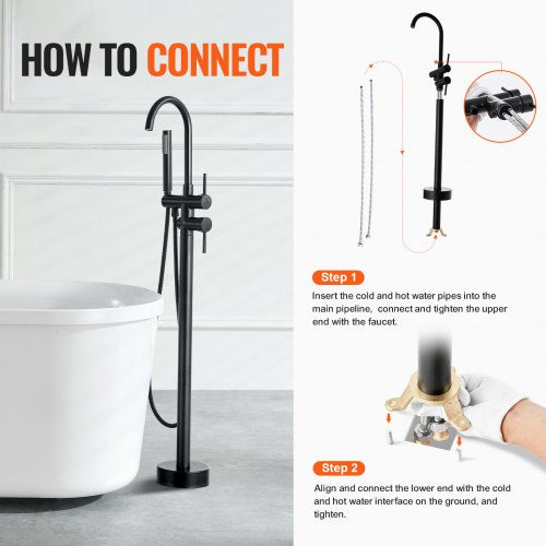 Freestanding Bathtub Faucet Floor Mount Freestanding Tub Filler Shower