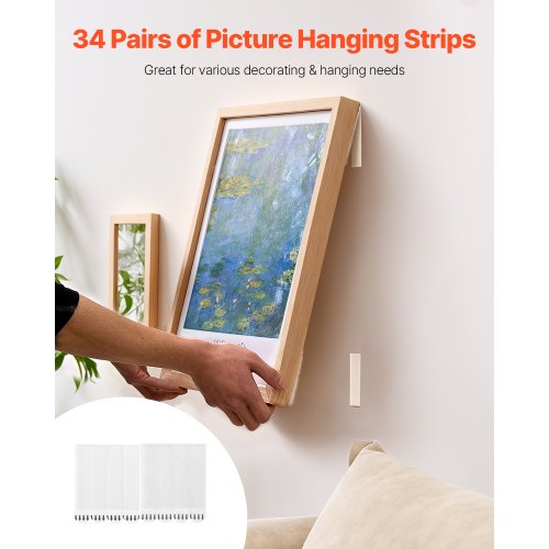 Picture Hanging Strips 34 Pairs Large Picture Hangers with Removable
