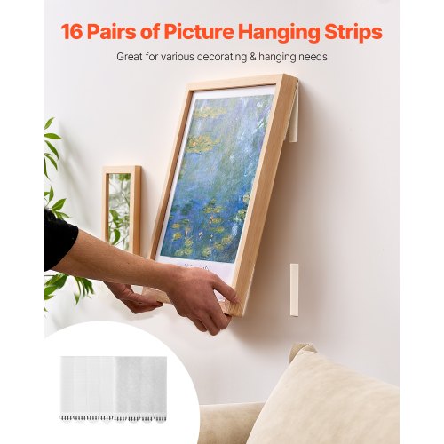 Picture Hanging Strips 16 Pairs XLarge Picture Hangers with Removable