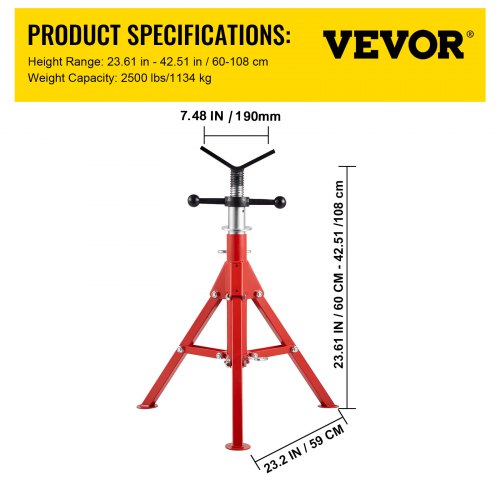 V Head Pipe Stand 1812 Capacity Adjustable Height 2442 Pipe