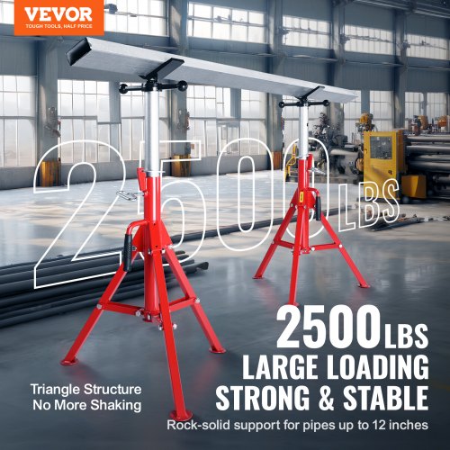 V Head Pipe Stand Adjustable Height 2852 Inch Pipe Jack Stands 2500 LB