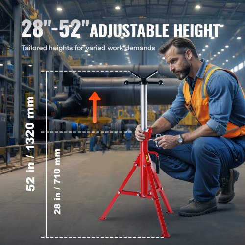V Head Pipe Stand Adjustable Height 2852 Inch Pipe Jack Stands 2500 LB