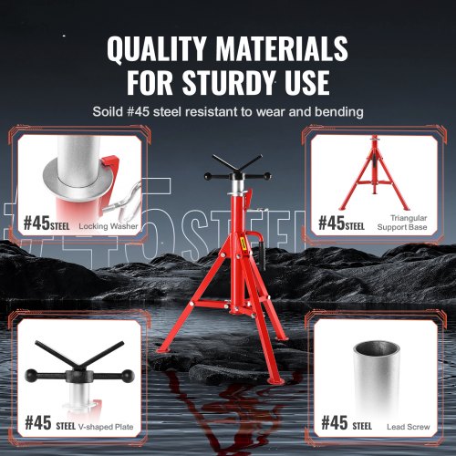 V Head Pipe Stand Adjustable Height 2852 Inch Pipe Jack Stands 2500 LB