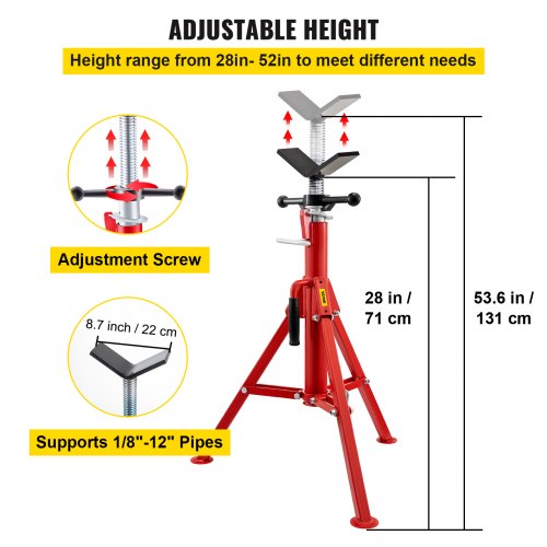 V Head Pipe Stand 1812 CapacityAdjustable Height 2852”Pipe Jack