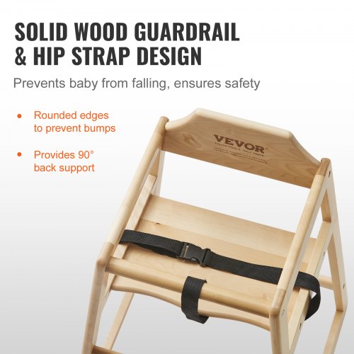 Wooden High Chair for Babies Toddlers Double Solid Wood Feeding Chair