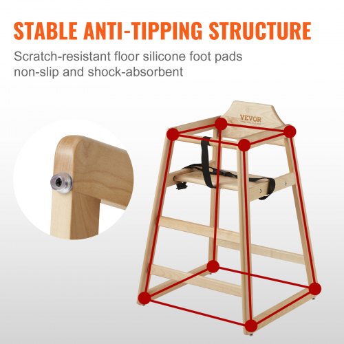 Wooden High Chair for Babies Toddlers Double Solid Wood Feeding Chair