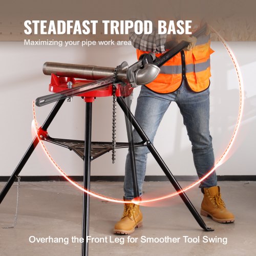 4606 Tripod Pipe Chain Vise 186 CapacityPipe Stand Portable Foldable