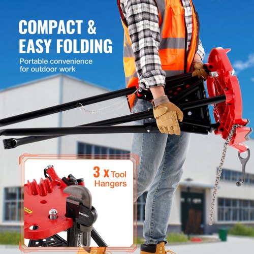 4606 Tripod Pipe Chain Vise 186 CapacityPipe Stand Portable Foldable