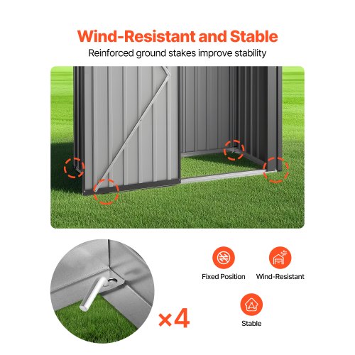 5 X 3 Ft Metal Garden Shed Storage Building With Lockable Door 2 Louver Vents