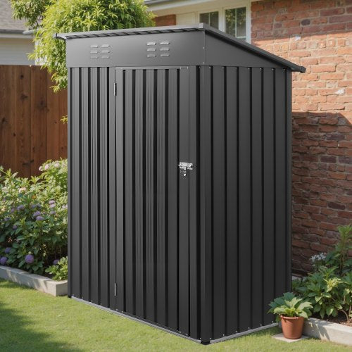 5 X 3 Ft Metal Garden Shed Storage Building With Lockable Door 2 Louver Vents