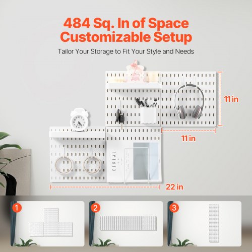 Pegboard Combination Kit 11 x 11 Plastic Pegboard 4 Panels Peg Board