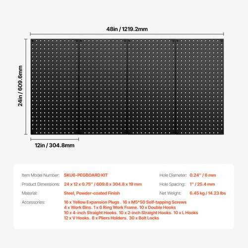 Metal Pegboard Panels 24 x 12 Pegboard 4 Panels Heavy Duty Peg Board