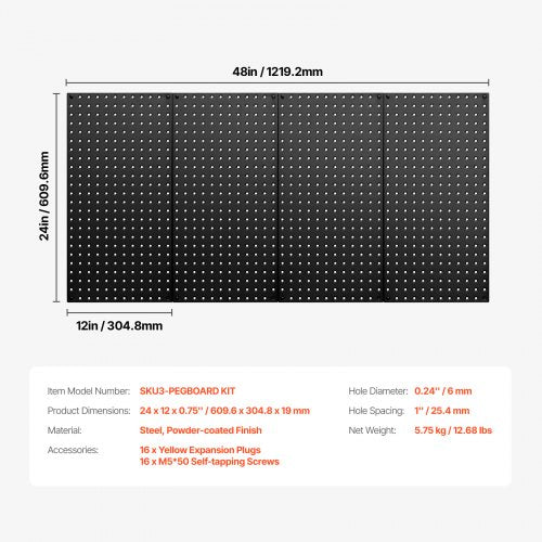 Metal Pegboard Panels 24 x 12 Pegboard 4 Panels Heavy Duty Steel Peg
