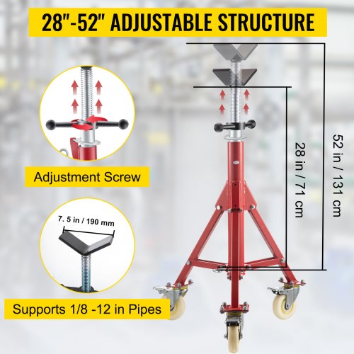Pipe Stand Pipe Jack Stand V Head Pipe Stand Adjustable Height 2852 Inch