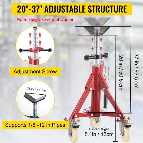 Pipe Stand Pipe Jack Stand V Head Pipe Stand Adjustable Height 2037 Inch