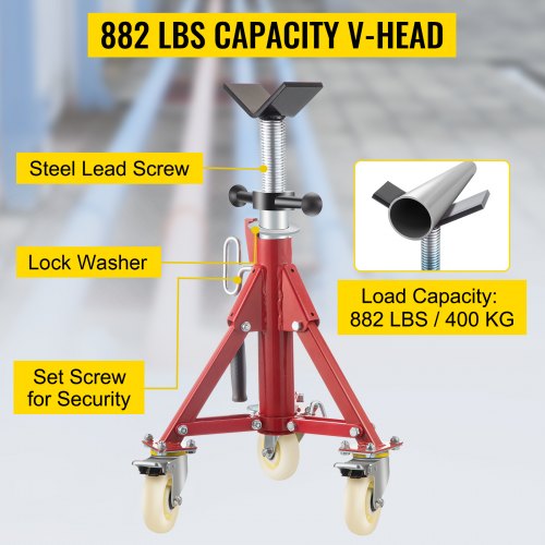 Pipe Stand Pipe Jack Stand V Head Pipe Stand Adjustable Height 2037 Inch