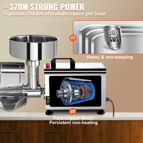 110V Electric Tomato Strainer 370W Commercial Grade Tomato Milling Machine