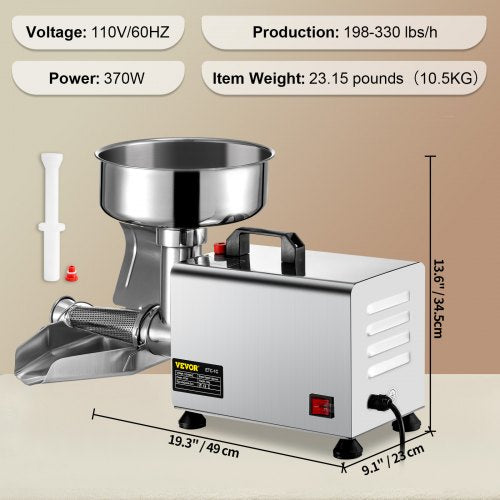 110V Electric Tomato Strainer 370W Commercial Grade Tomato Milling Machine