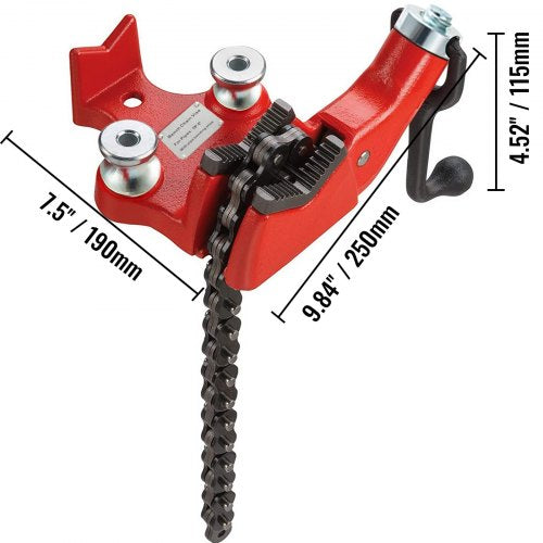Screw Bench Chain Vise 18 to 5Inch Pipe Capacity Heavy Duty Bench Chain
