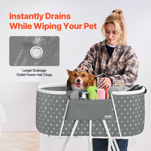 Portable Dog Bathtub Elevated Foldable Spacesaving Pet Shower Station