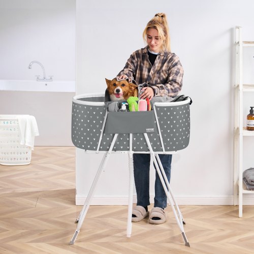 Portable Dog Bathtub Elevated Foldable Spacesaving Pet Shower Station