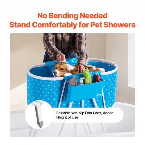 Portable Dog Bathtub Elevated Foldable Spacesaving Pet Shower Station