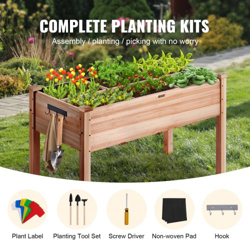 Raised Garden Bed 39 x 19 x 2.5 ft Wooden Planter Box Elevated Outdoor