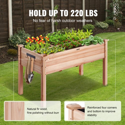 Raised Garden Bed 39 x 19 x 2.5 ft Wooden Planter Box Elevated Outdoor