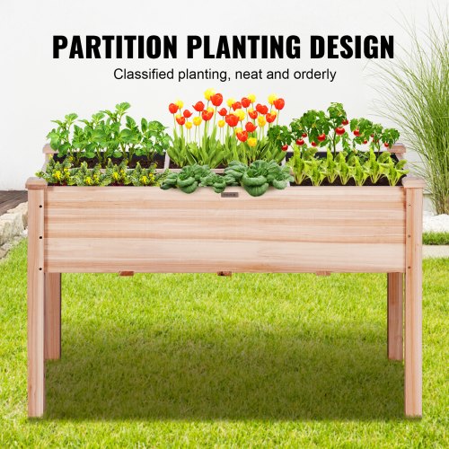 Raised Garden Bed 39 x 19 x 2.5 ft Wooden Planter Box Elevated Outdoor