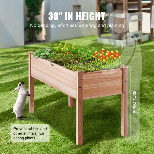 Raised Garden Bed 39 x 19 x 2.5 ft Wooden Planter Box Elevated Outdoor
