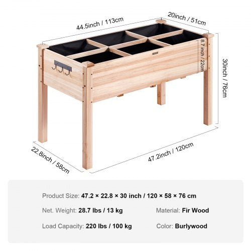 Raised Garden Bed 39 x 19 x 2.5 ft Wooden Planter Box Elevated Outdoor