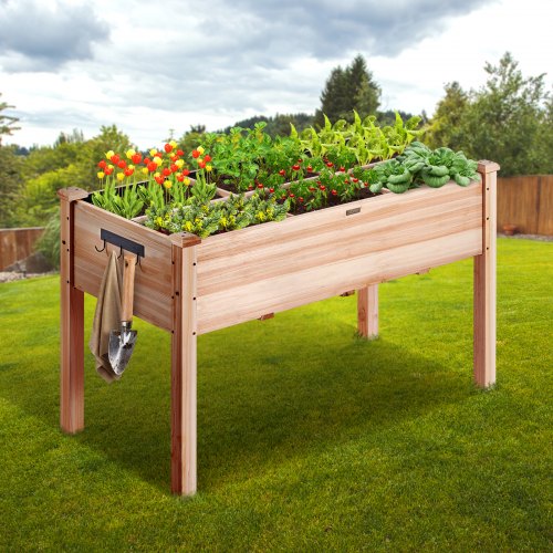 Raised Garden Bed 39 x 19 x 2.5 ft Wooden Planter Box Elevated Outdoor