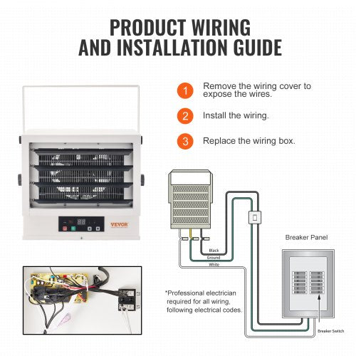 Electric Garage Heater 5000Watt Digital FanForced WallCeiling Mount Shop