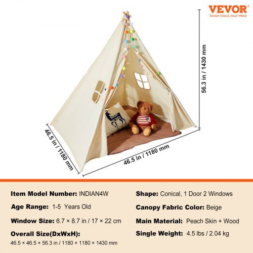 Kids Play Tent Teepee Tent for Kids 15 Years Old Tent for Kids with Windows